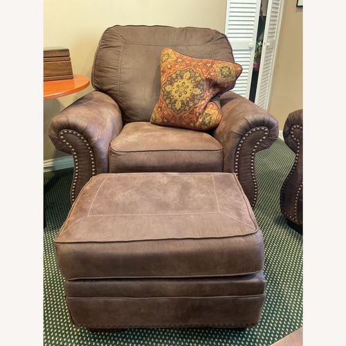 Used Dark Brown Faux Leather Armchair for sale on AptDeco