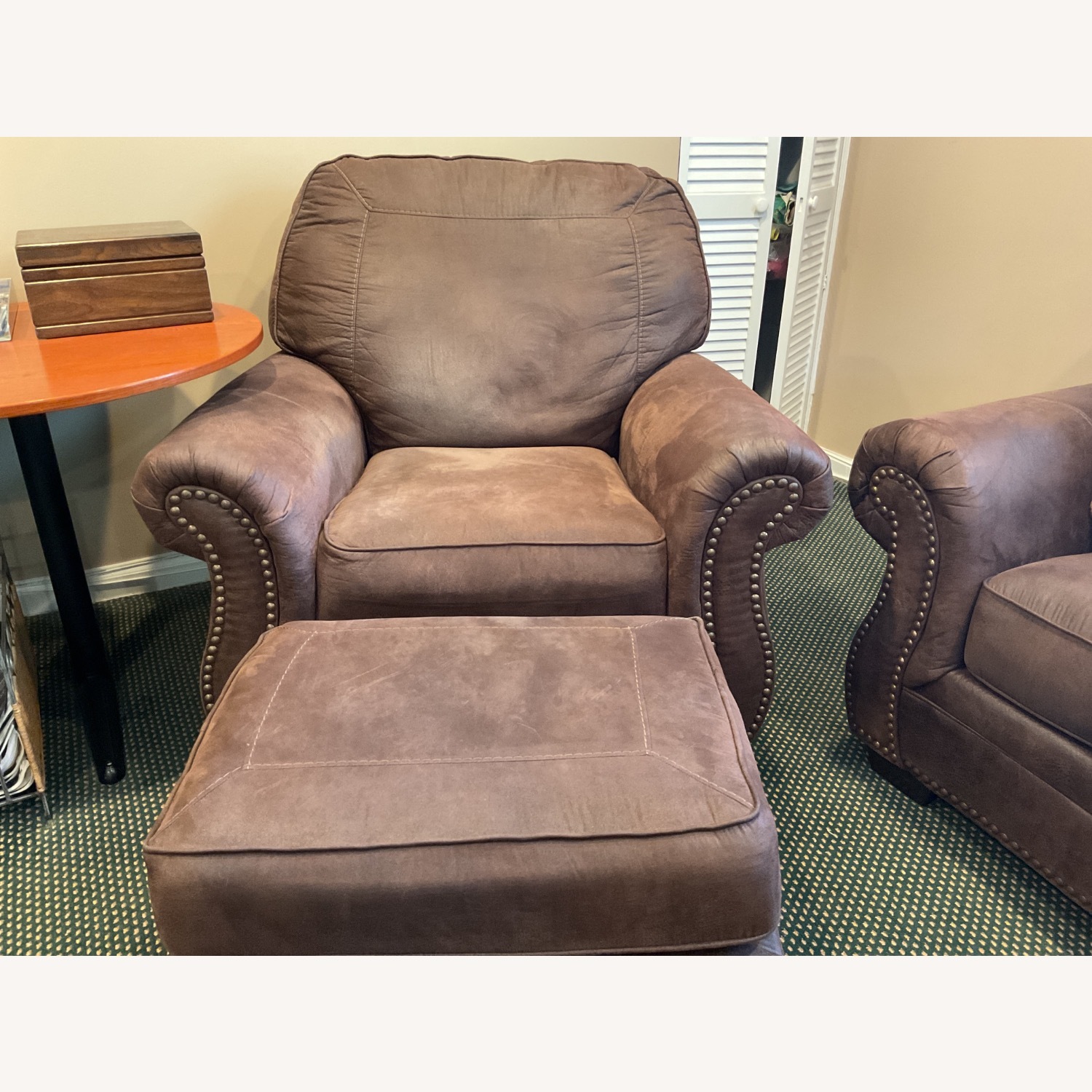 Dark Brown Faux Leather Armchair - image-2