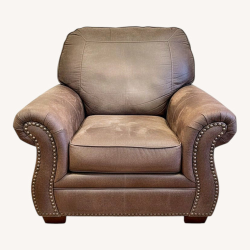 Used Dark Brown Faux Leather Armchair for sale on AptDeco