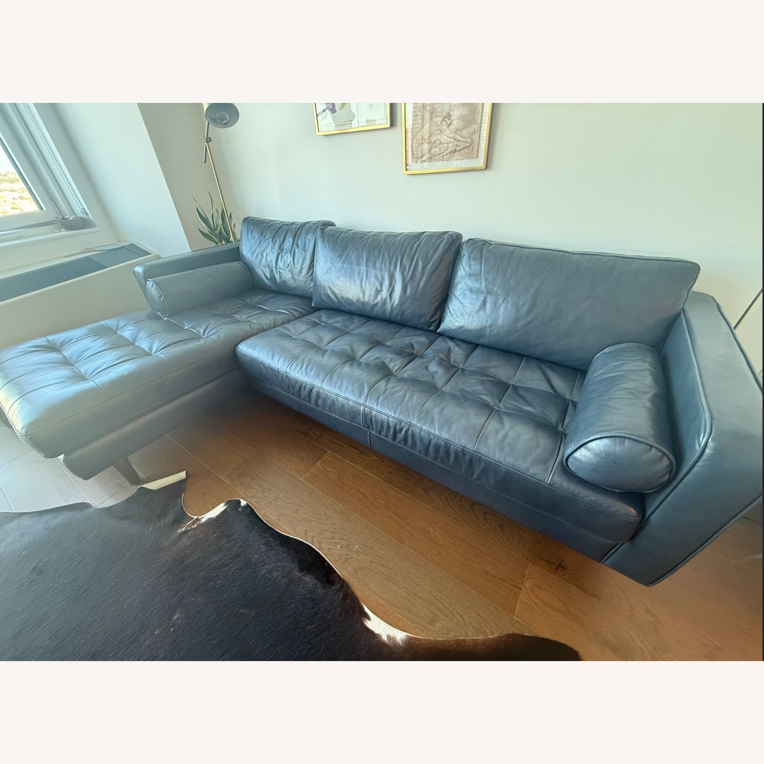 Poly and Bark Napa Blue Leather 2 Piece Sectional - image-3