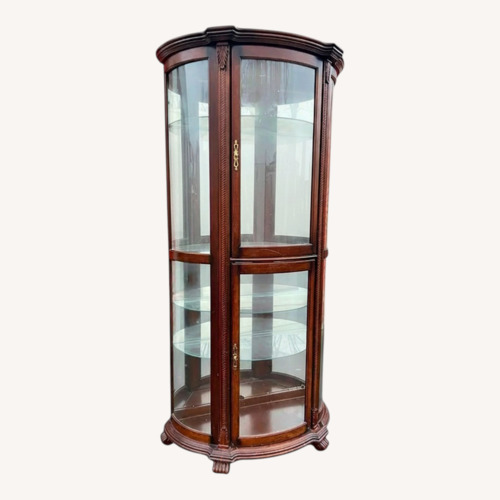 Used Pulaski Bowed Glass Illuminated Curio Cabinet for sale on AptDeco