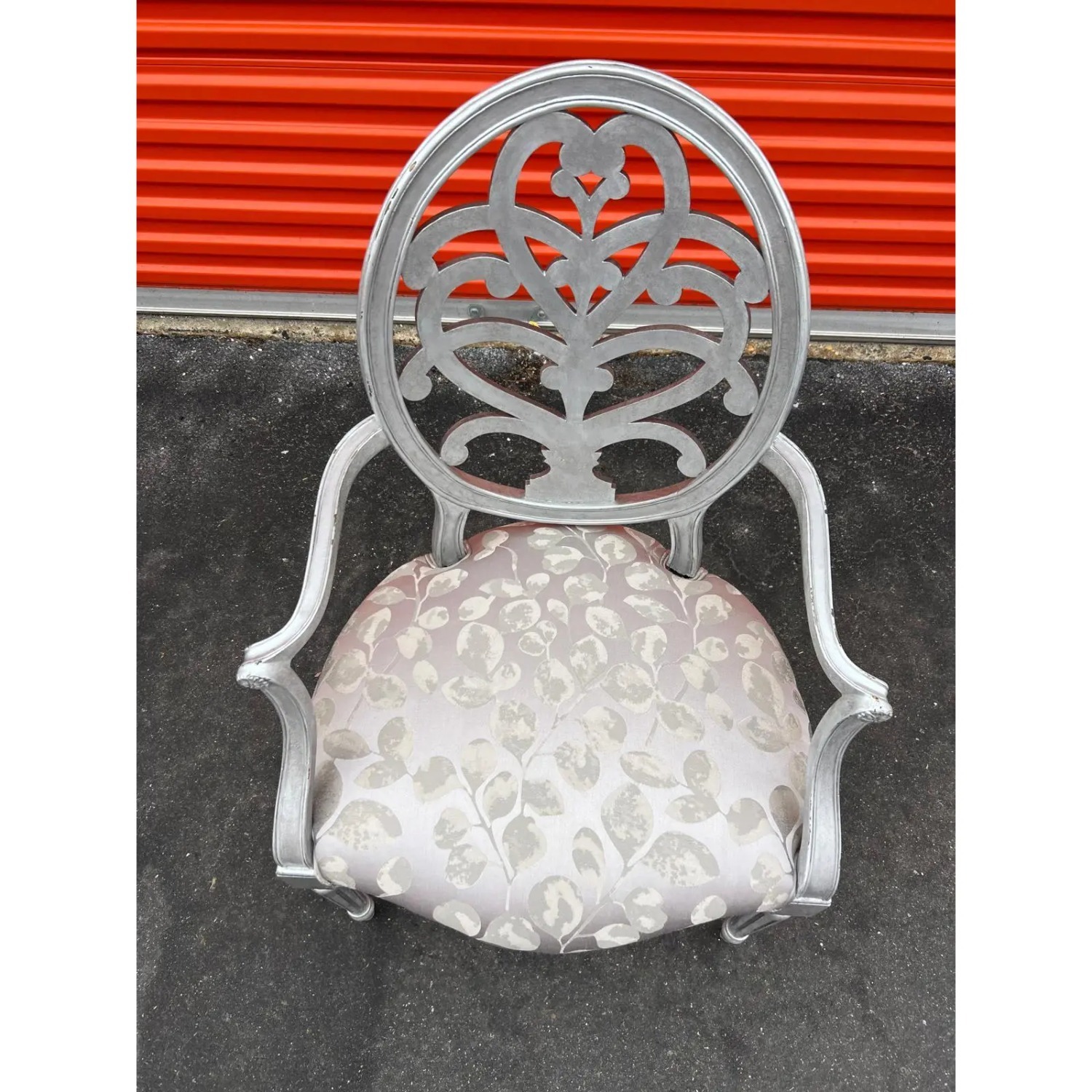 Carved Oval Hollywood Regency Accent Armchair - image-2