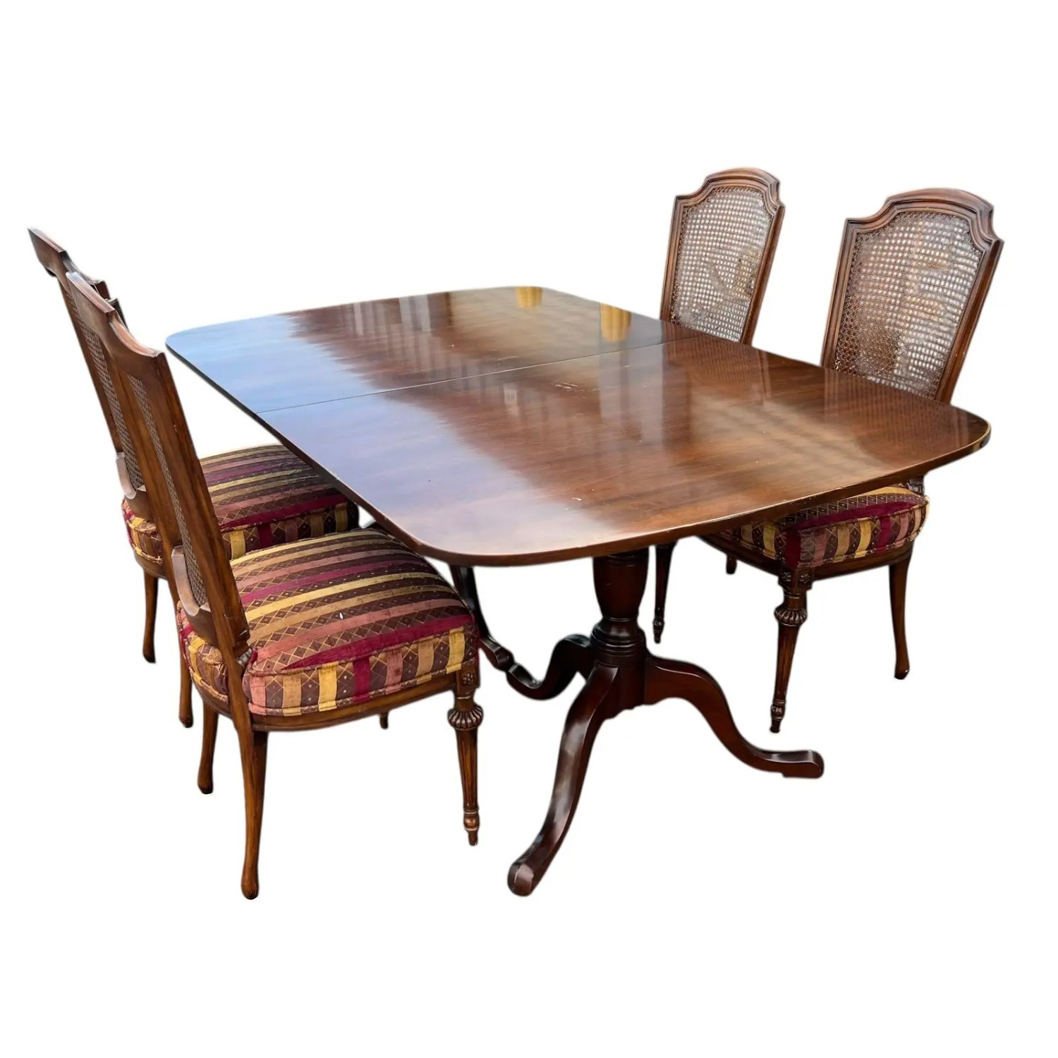 Classic Dining Table and Four Cane-Back Chairs - image-2