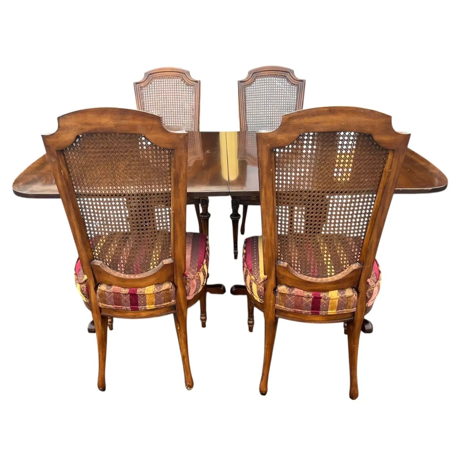 Classic Dining Table and Four Cane-Back Chairs - image-4