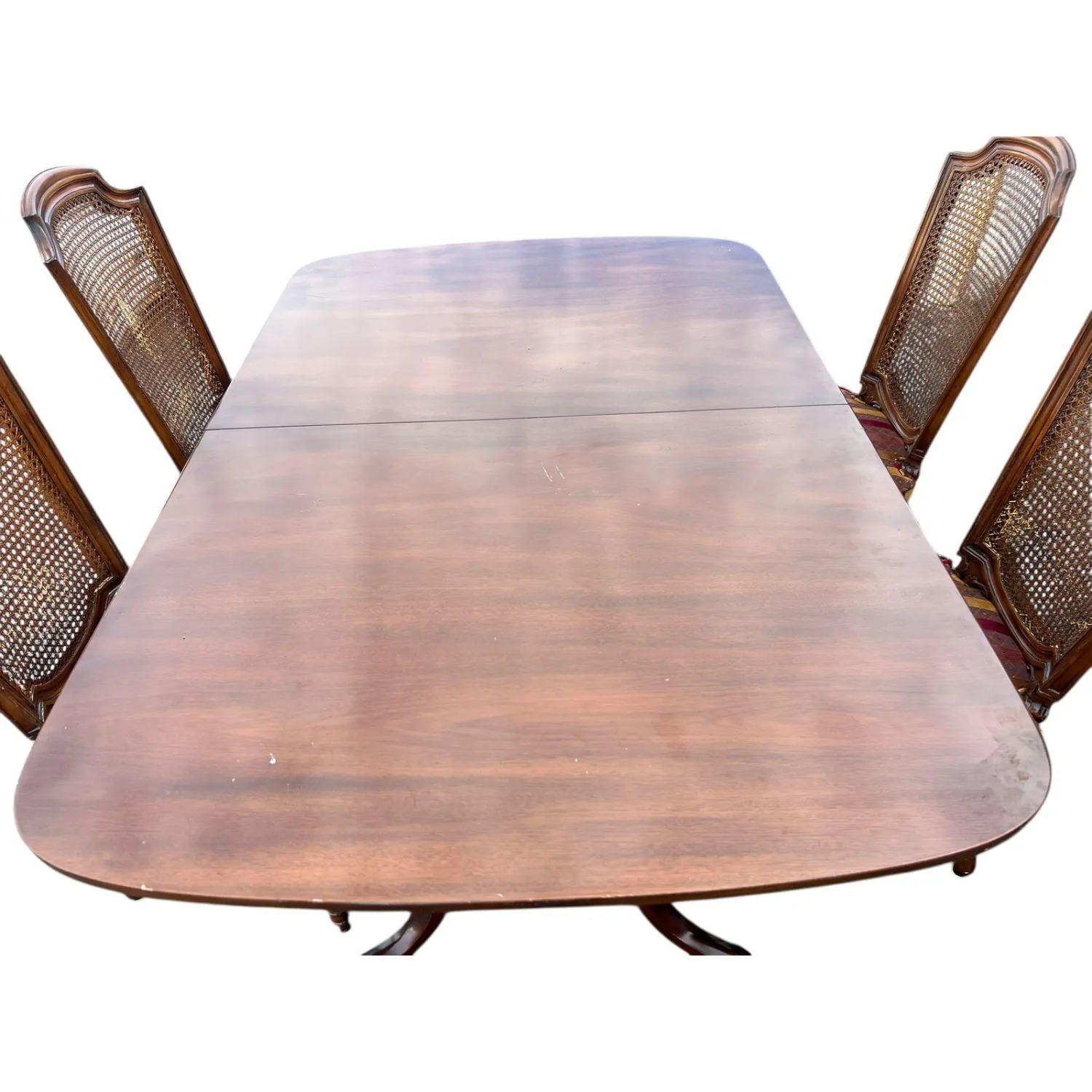 Classic Dining Table and Four Cane-Back Chairs - image-3