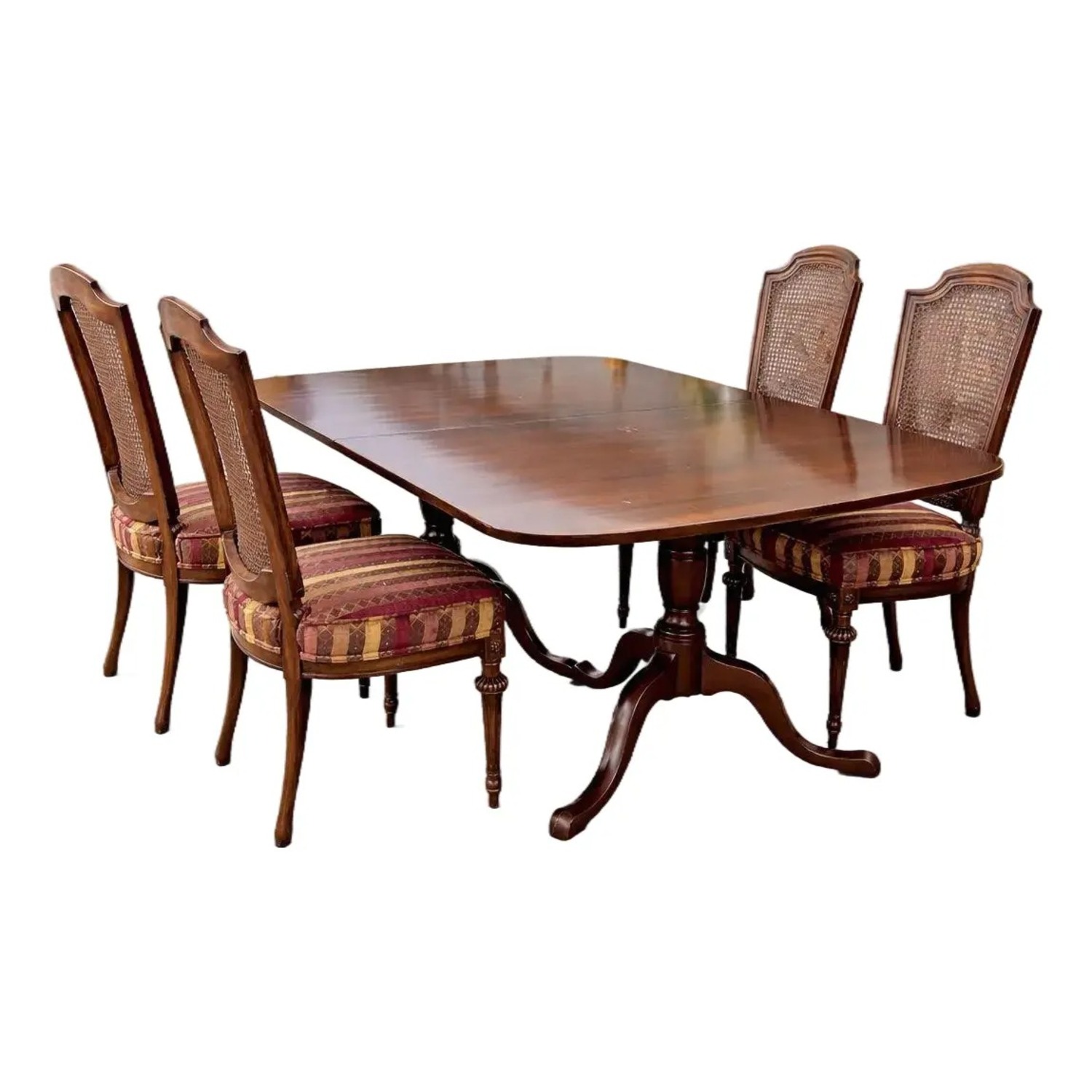 Classic Dining Table and Four Cane-Back Chairs - image-1