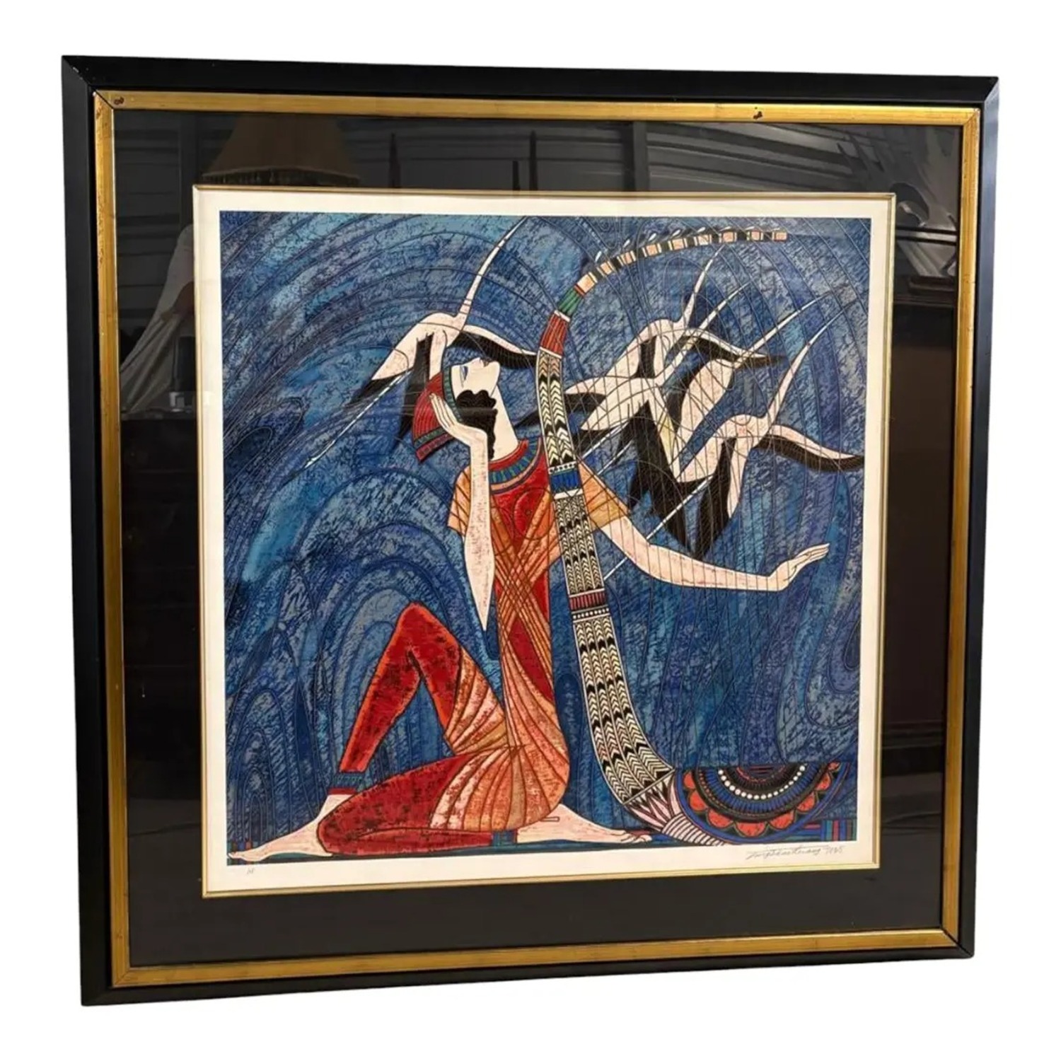 Vibrant Mid-Century Modern Figurative Lithograph - image-1
