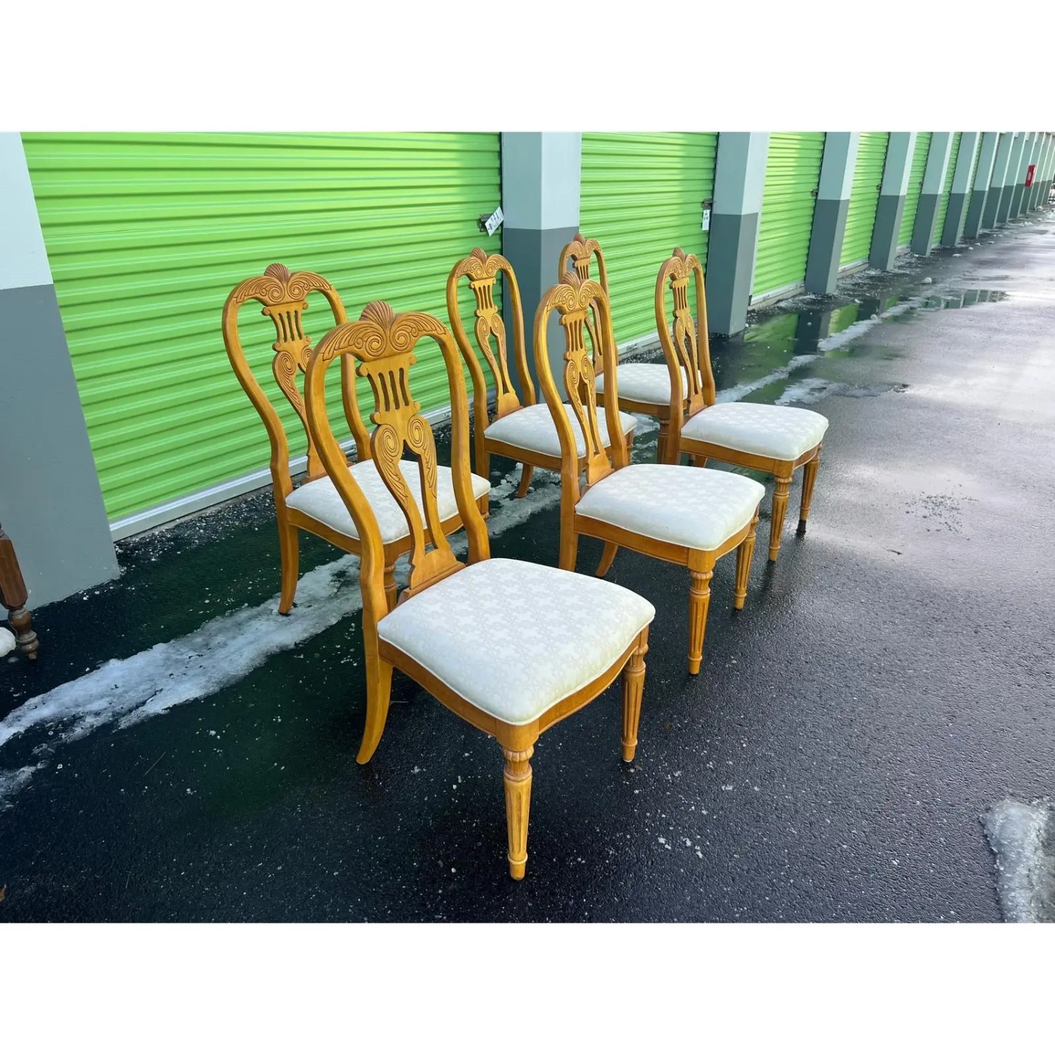 Vintage Wood Dining Table and Six Dining Chairs - image-12