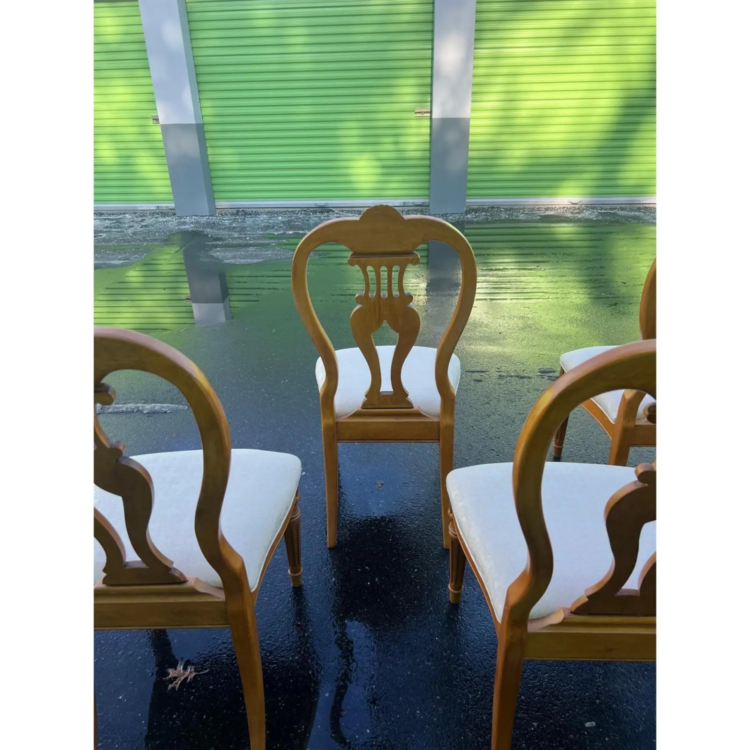 Vintage Wood Dining Table and Six Dining Chairs - image-10