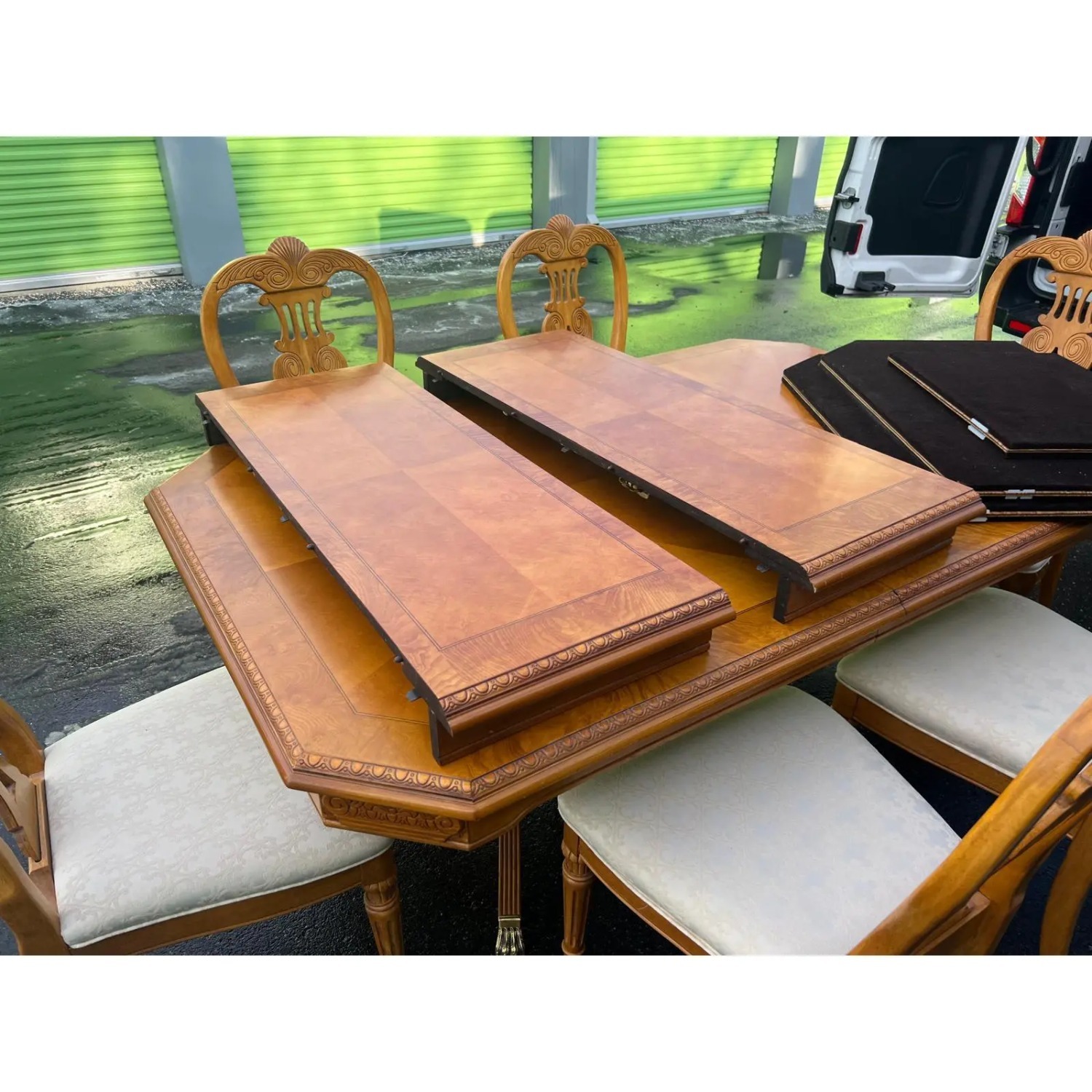 Vintage Wood Dining Table and Six Dining Chairs - image-14