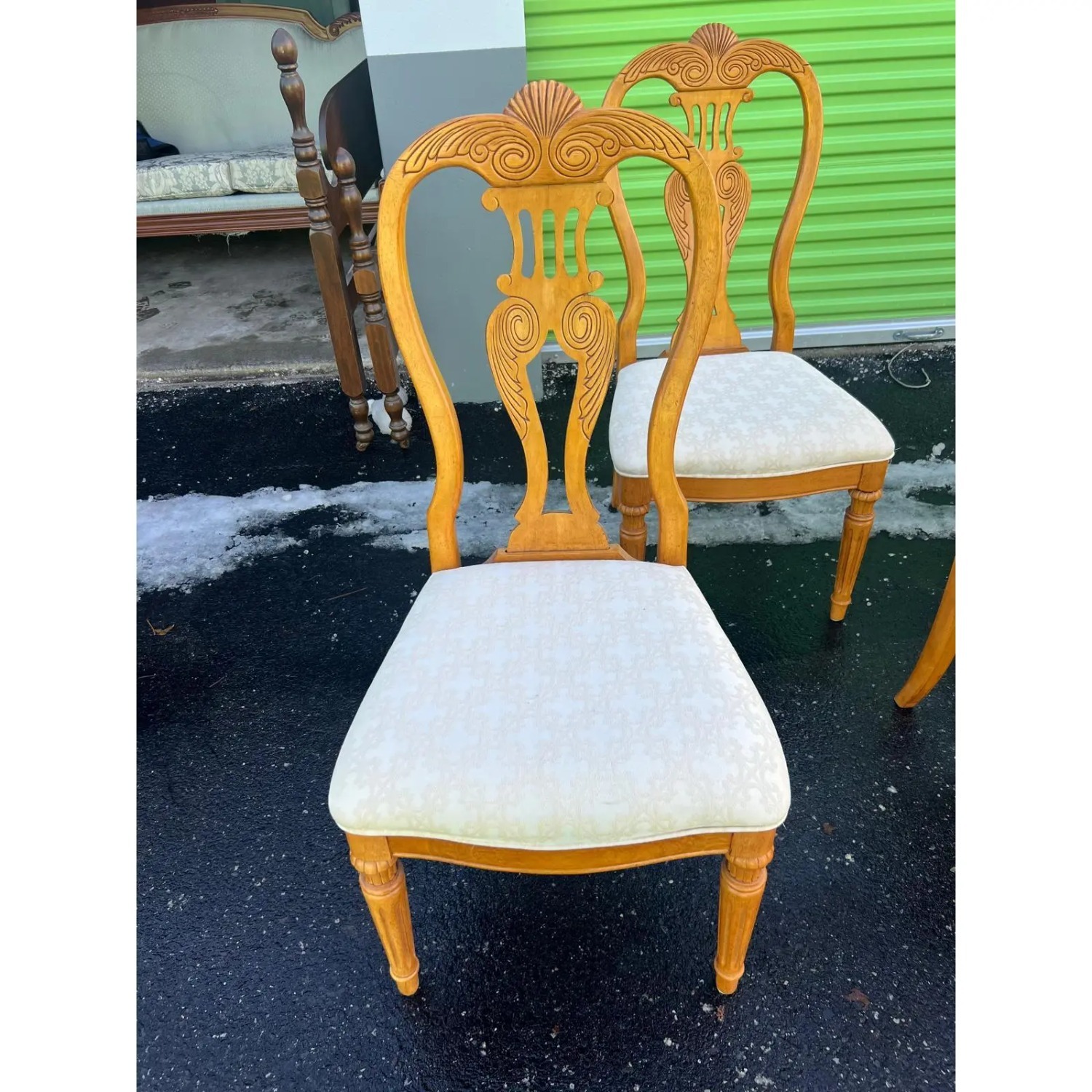 Vintage Wood Dining Table and Six Dining Chairs - image-8