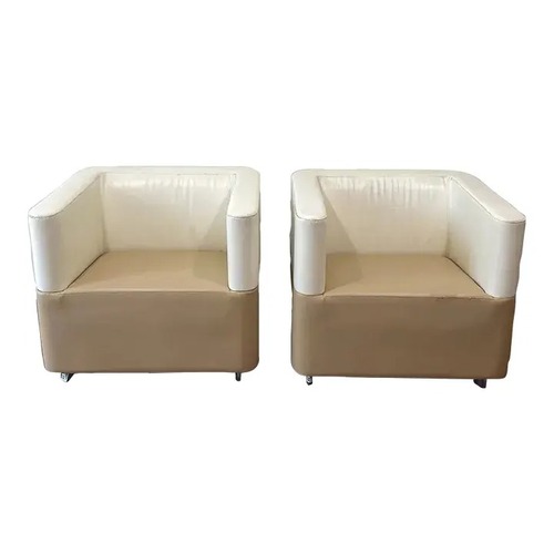 Used Mid-Century Pair of Cream and White Club Chairs for sale on AptDeco