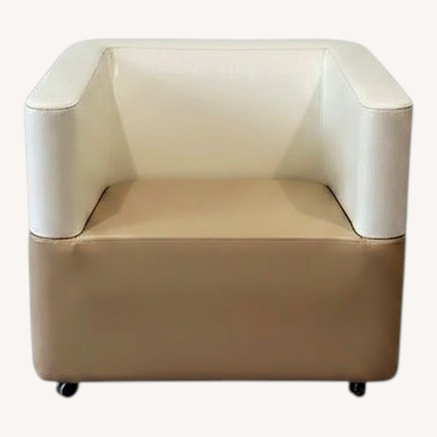 Mid-Century Pair of Cream and White Club Chairs - image-0