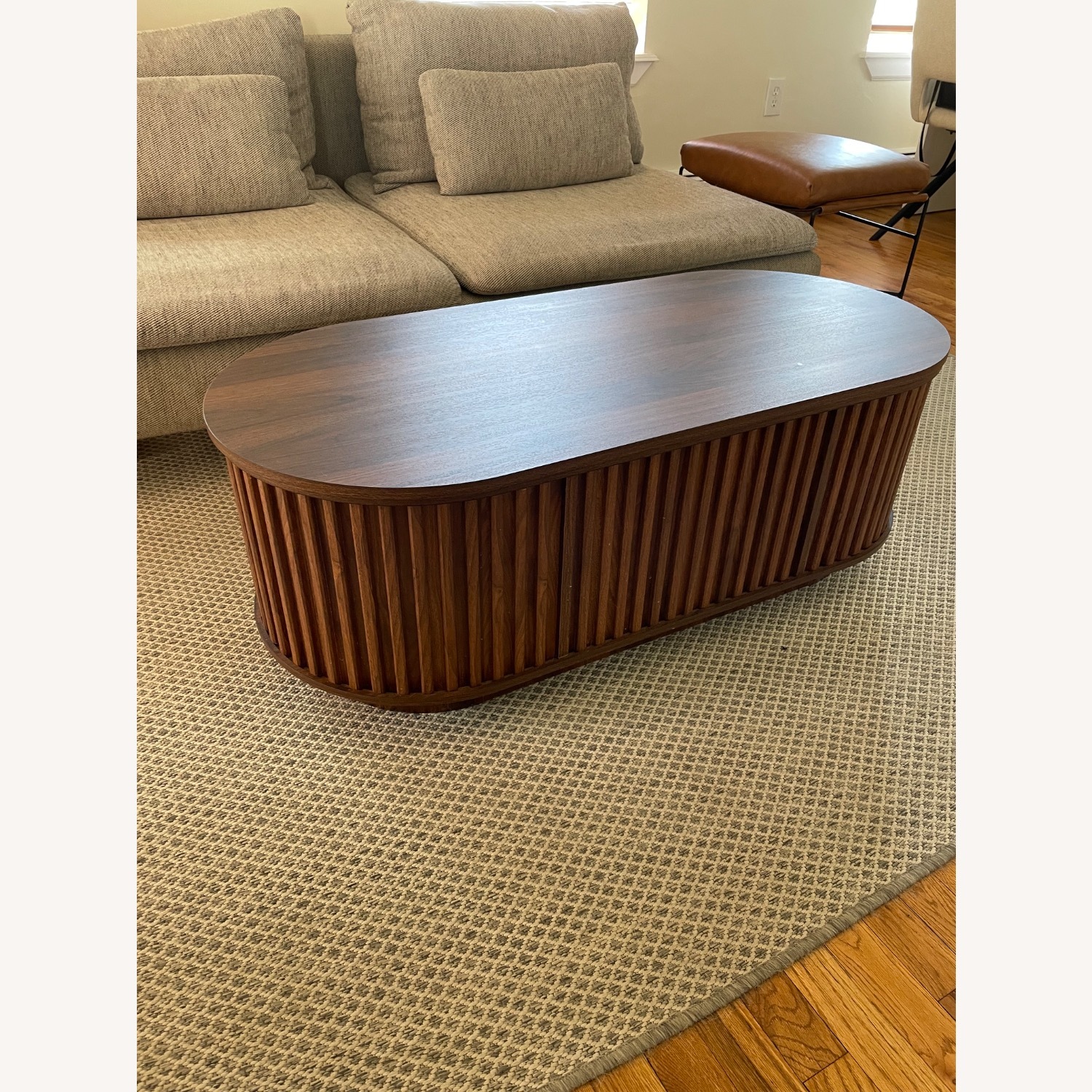 Dark Brown Wood Coffee Table with Storage - image-3