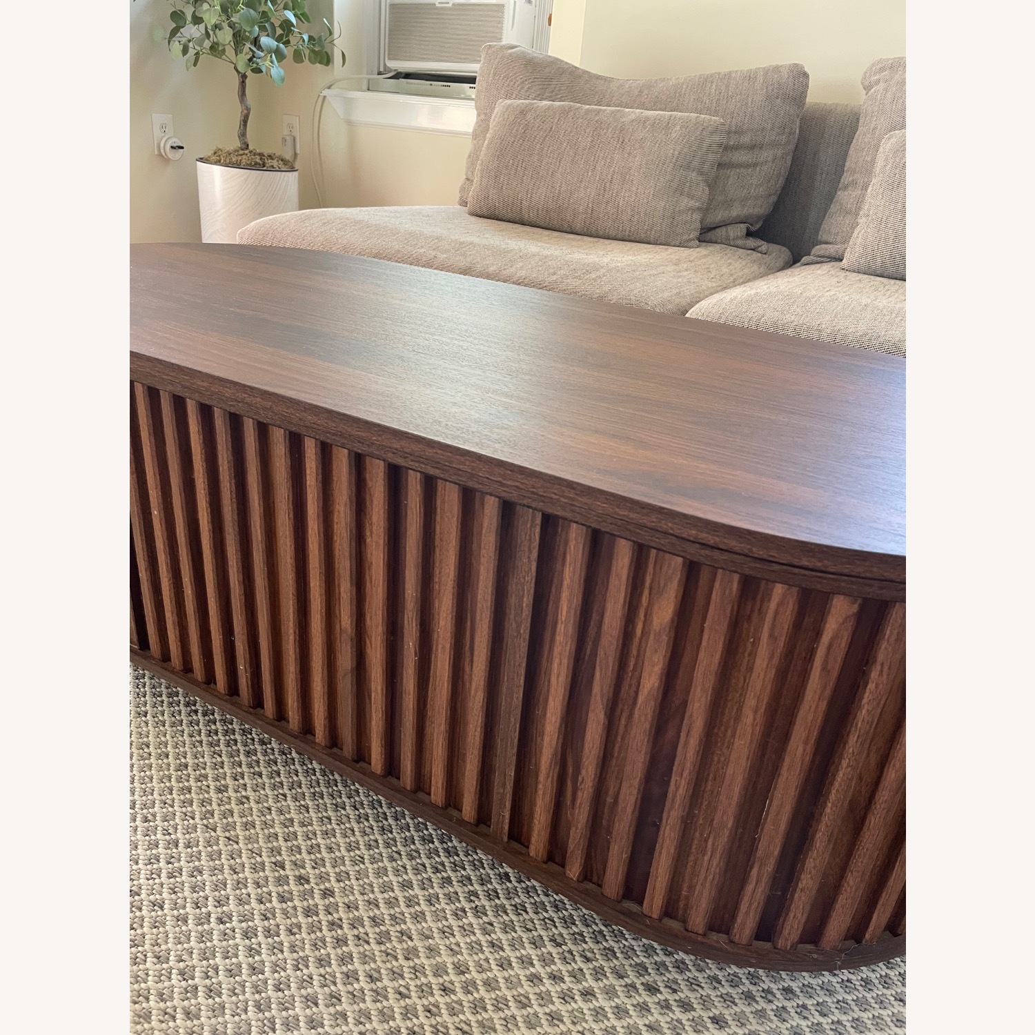 Dark Brown Wood Coffee Table with Storage - image-1