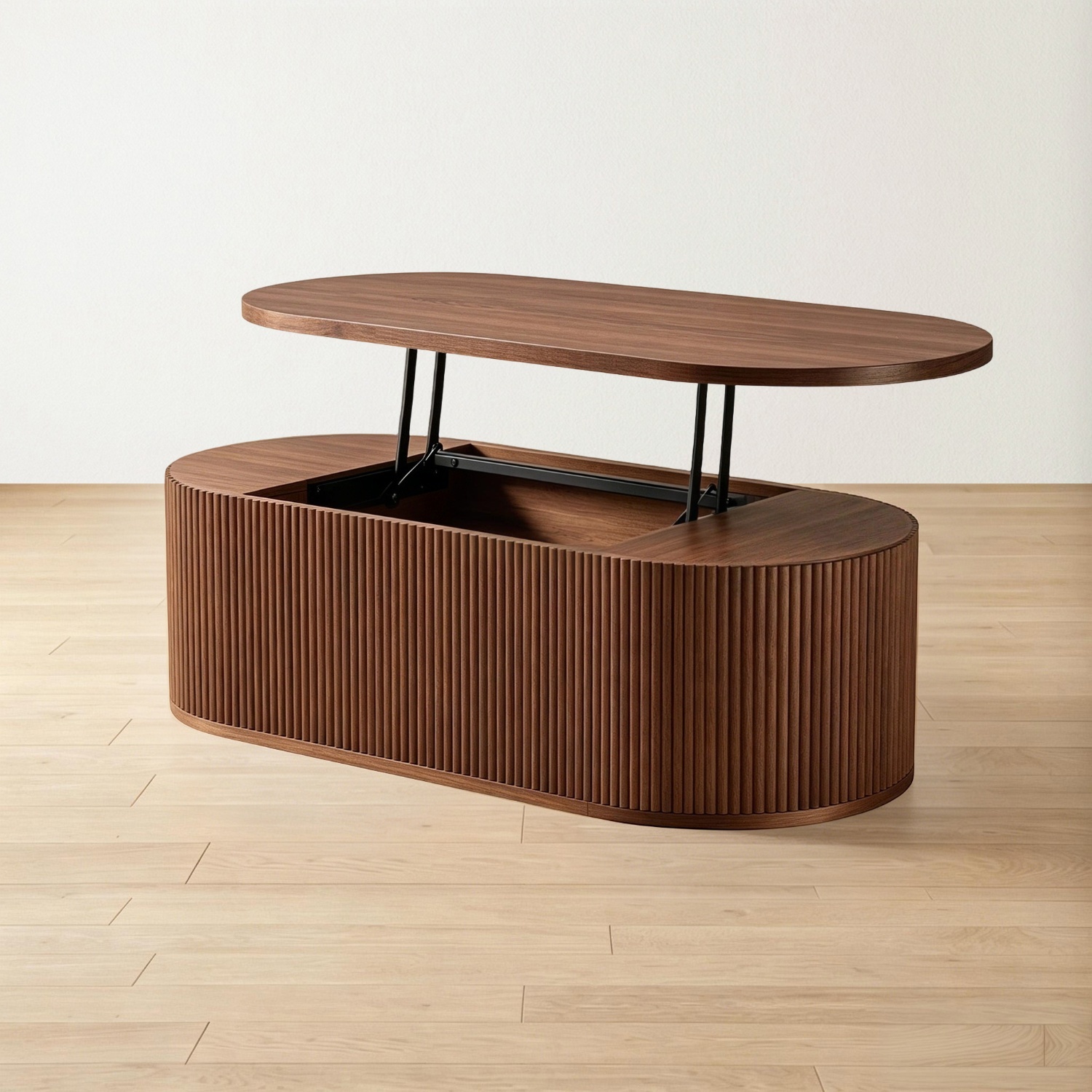 Dark Brown Wood Coffee Table with Storage - image-6
