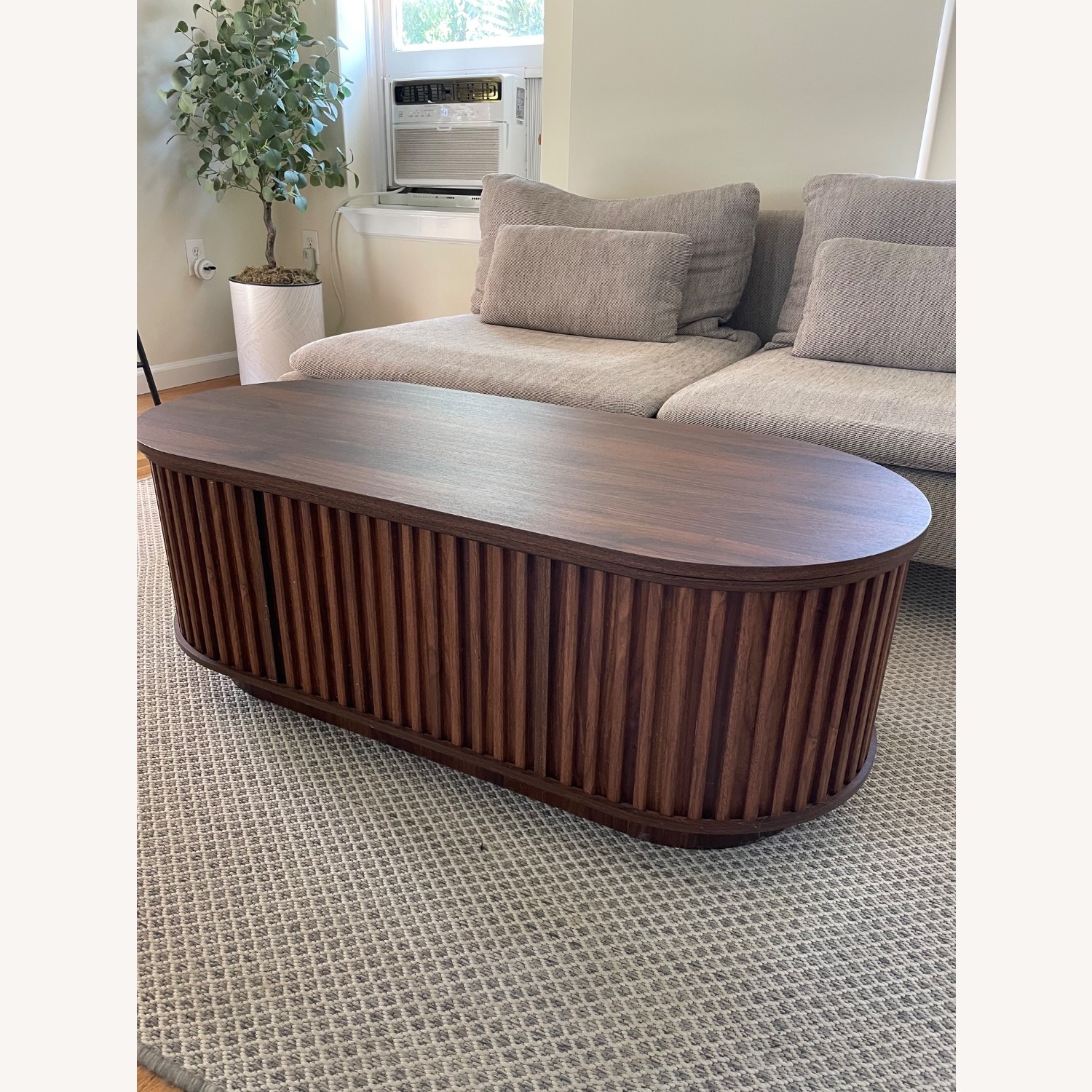 Dark Brown Wood Coffee Table with Storage - image-4