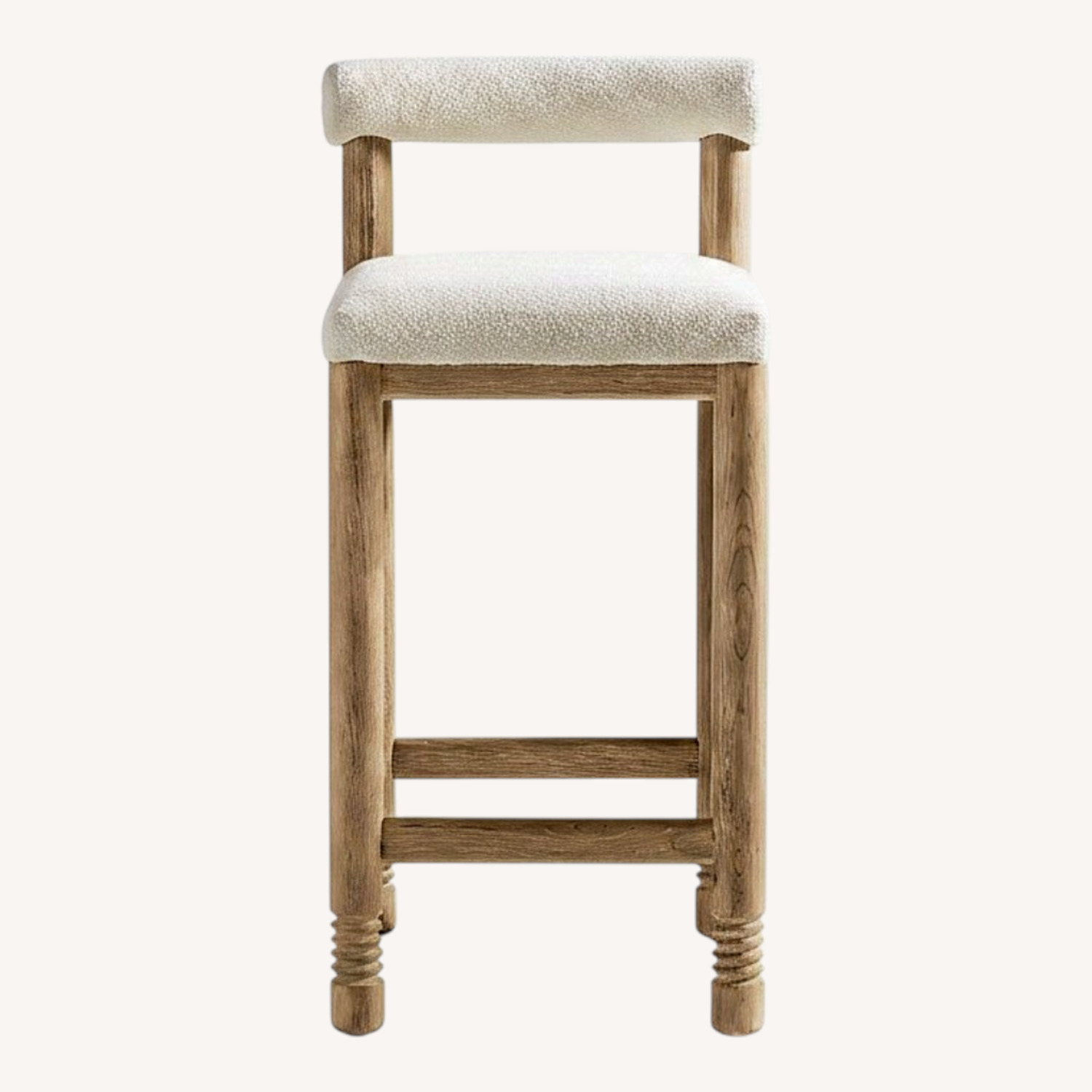 CB2 Revival Boucle Oak Counter Stool - image-0