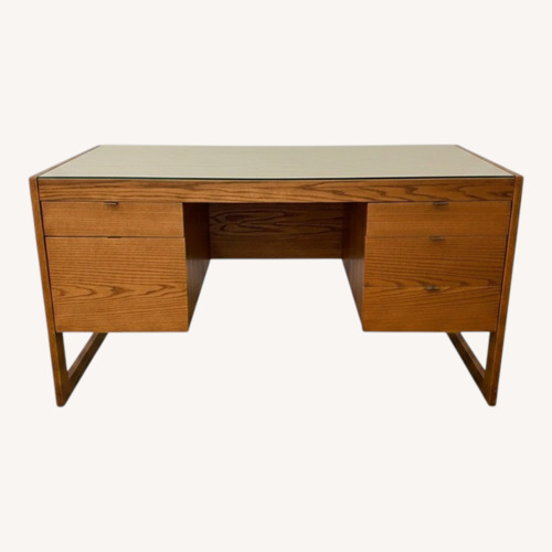 Used Modern Solid Wood Executive Desk with Glass Top for sale on AptDeco