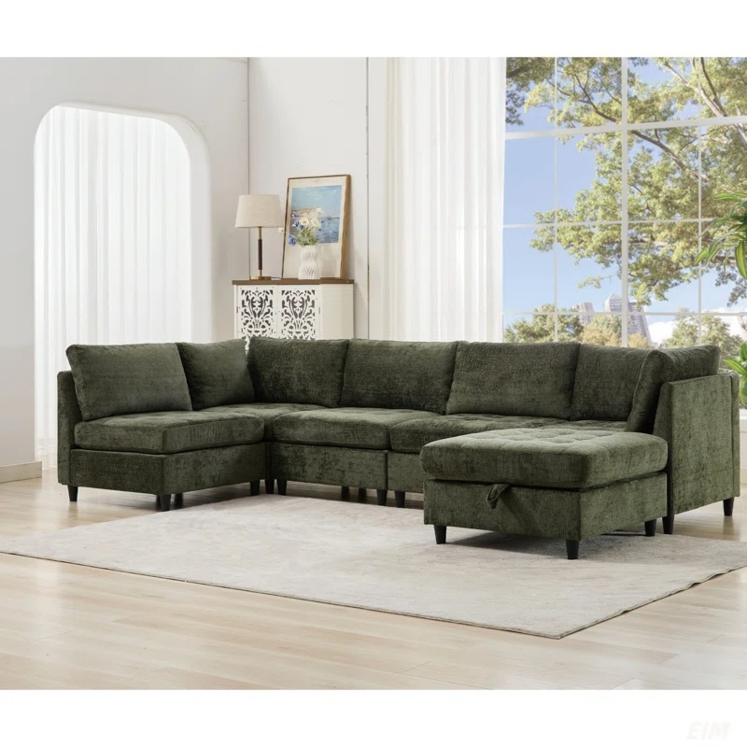 Modular Sectional Couch With Storage Ottoman - image-5