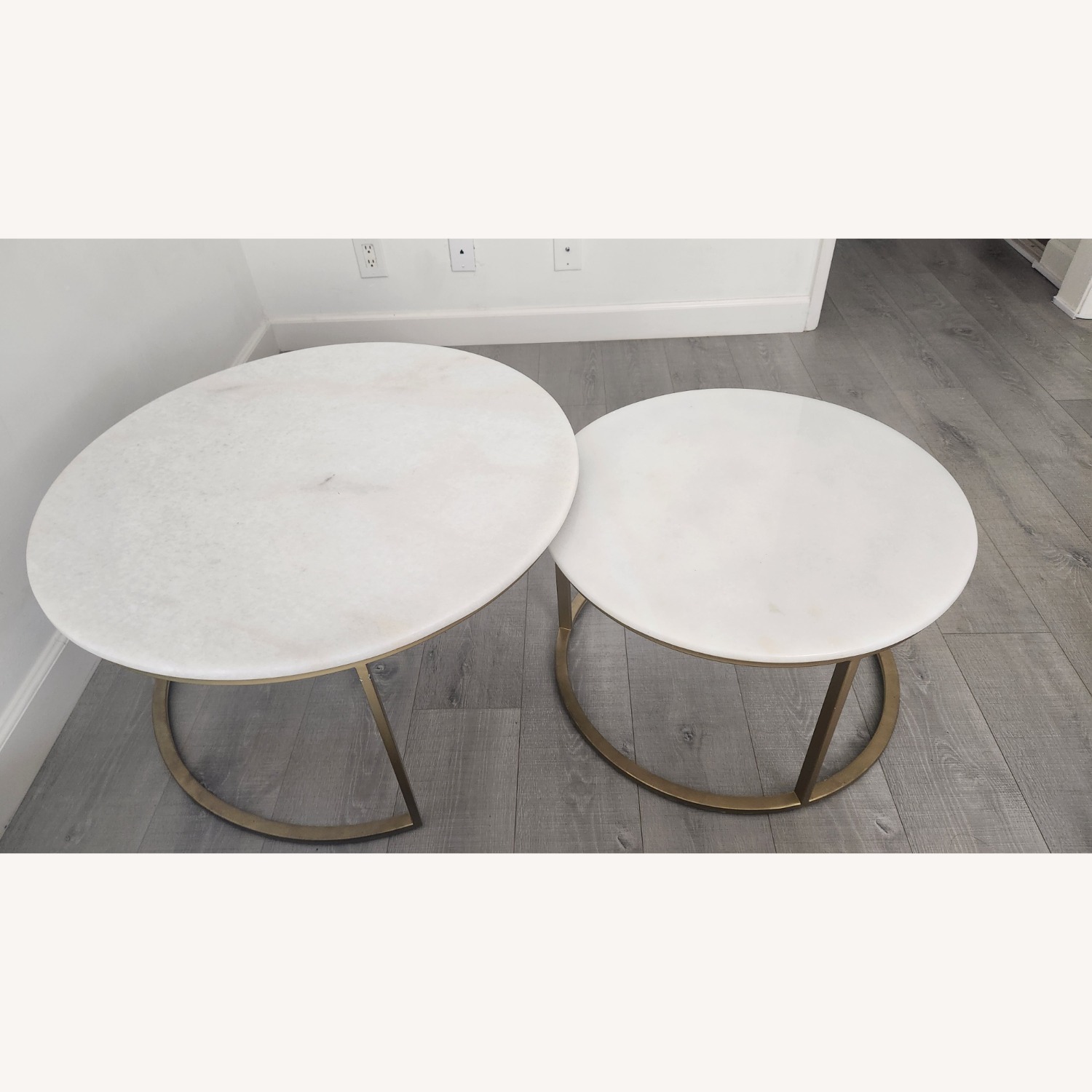Real Marble Golden Round Coffee Tables - image-5