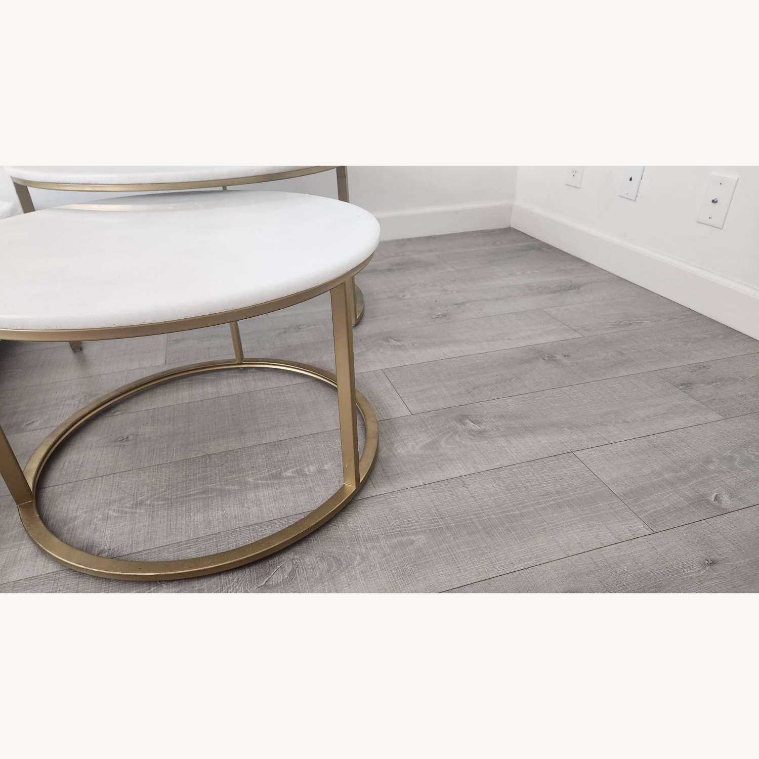 Real Marble Golden Round Coffee Tables - image-9