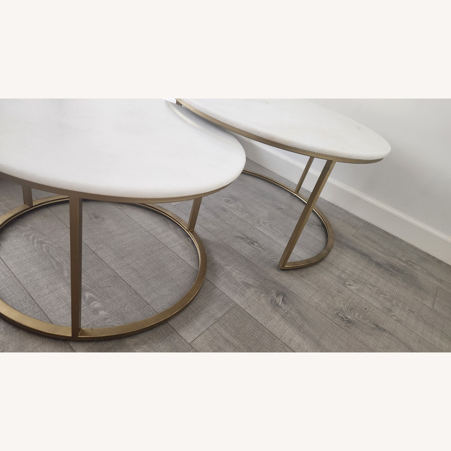 Real Marble Golden Round Coffee Tables - image-12