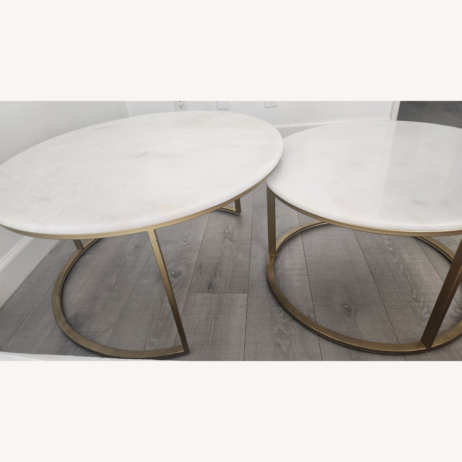 Real Marble Golden Round Coffee Tables - image-7