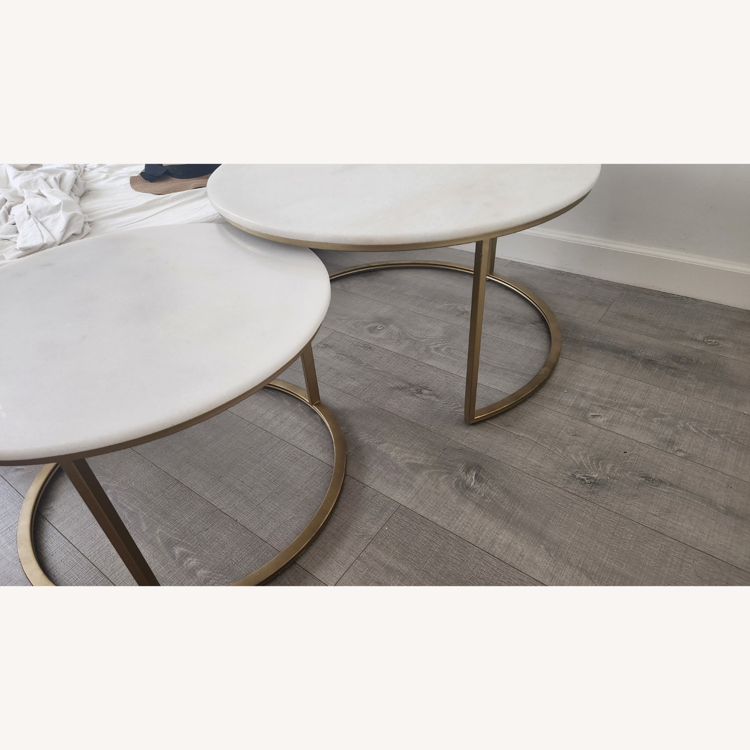 Real Marble Golden Round Coffee Tables - image-11