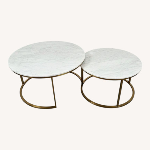 Used Real Marble Golden Round Coffee Tables for sale on AptDeco