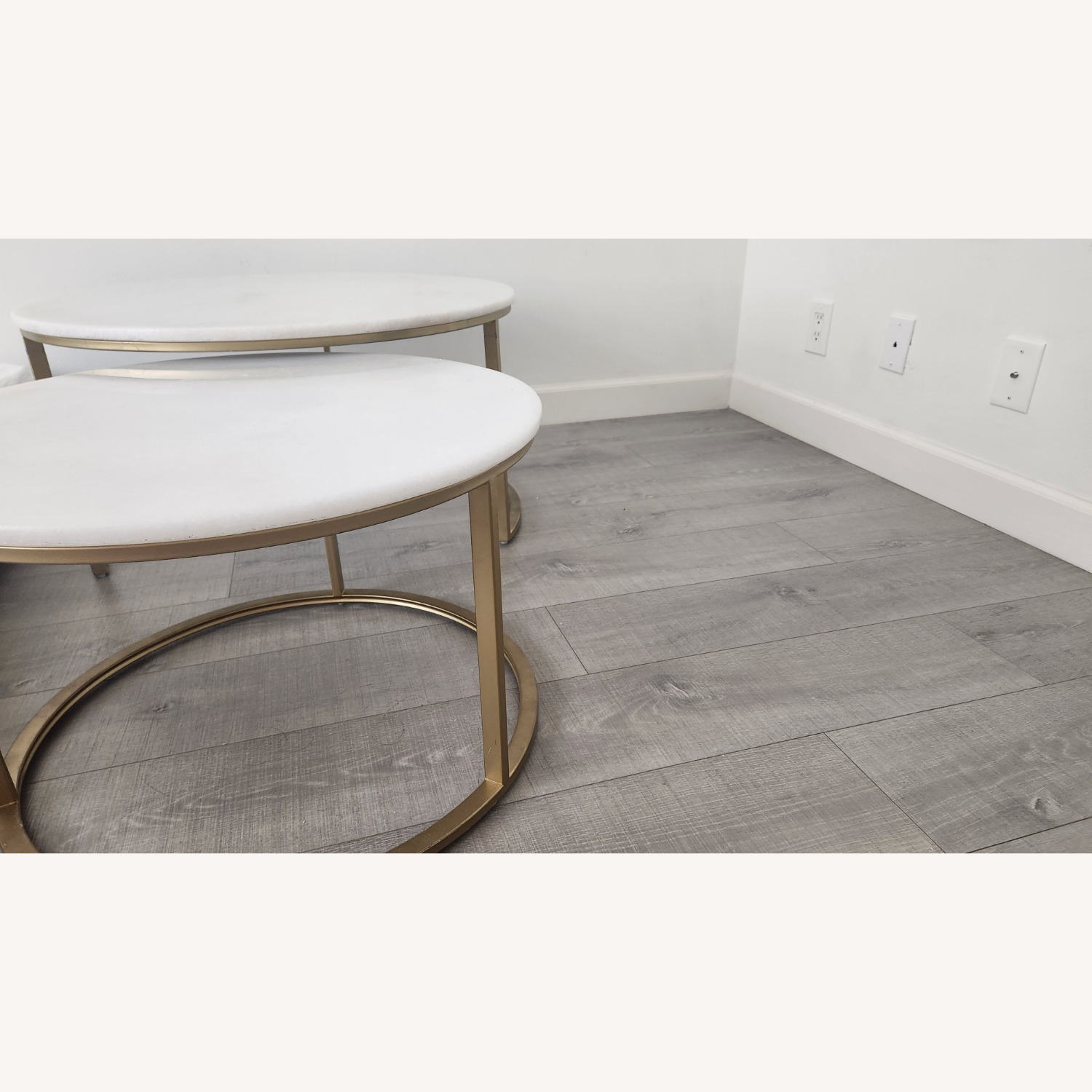 Real Marble Golden Round Coffee Tables - image-8