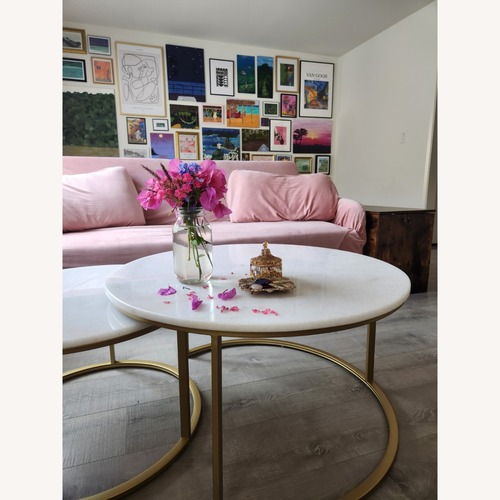 Used Real Marble Golden Round Coffee Tables for sale on AptDeco
