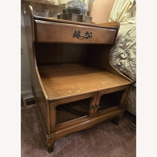 Used Vintage/Antique Finds Dark Brown Wood Nightstand for sale on AptDeco