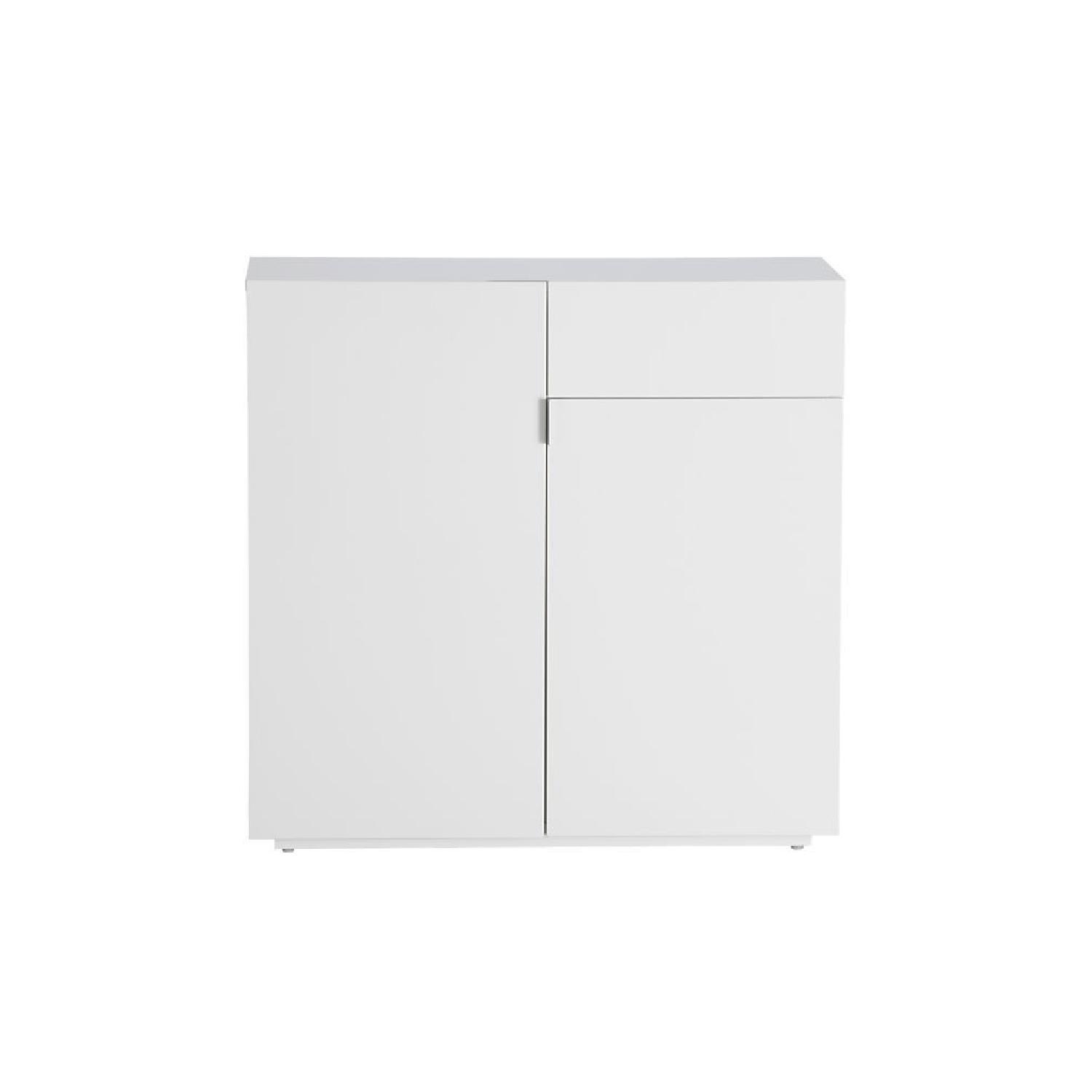 CB2 Swing Gloss White Mini Bar Cabinet - image-1