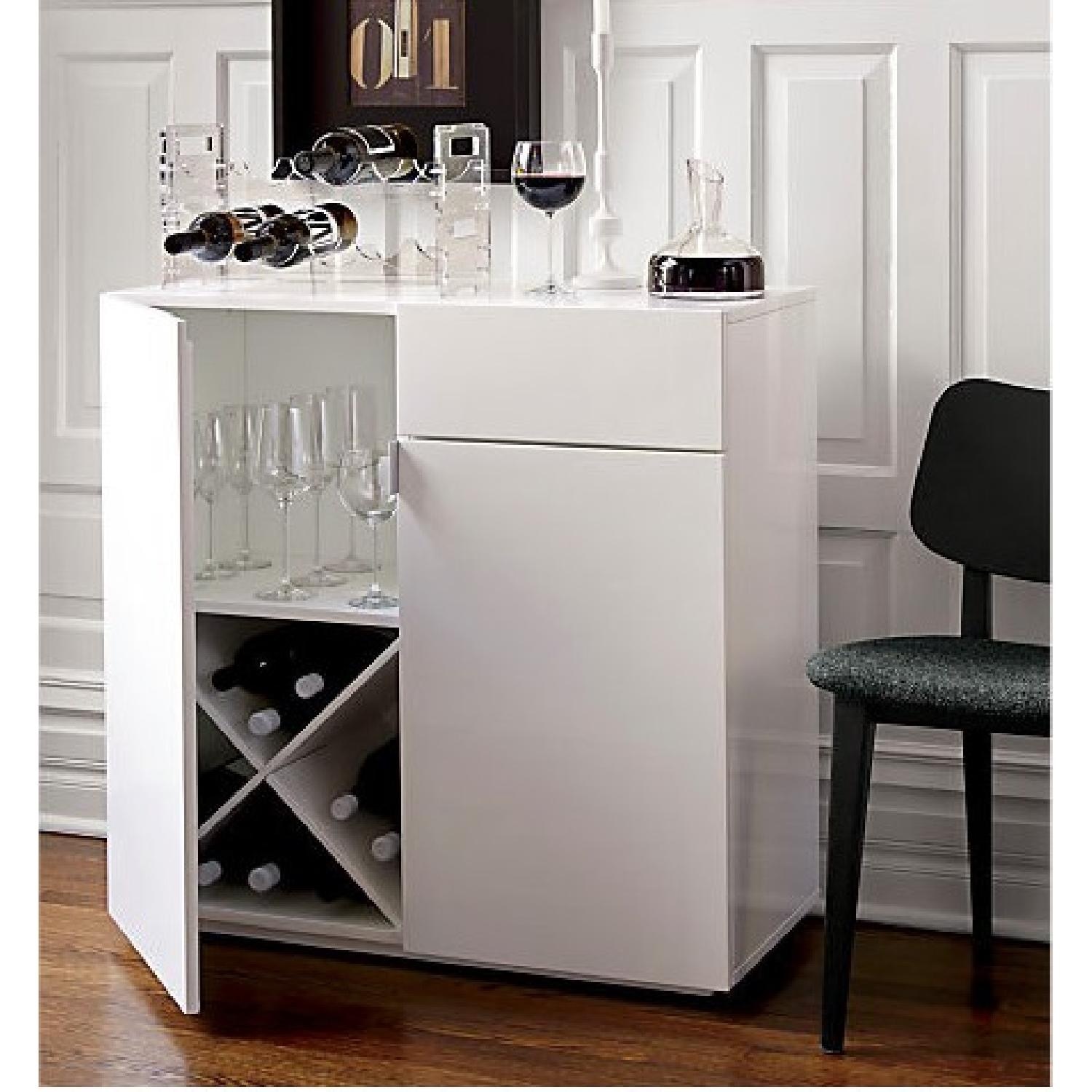 CB2 Swing Gloss White Mini Bar Cabinet - image-3