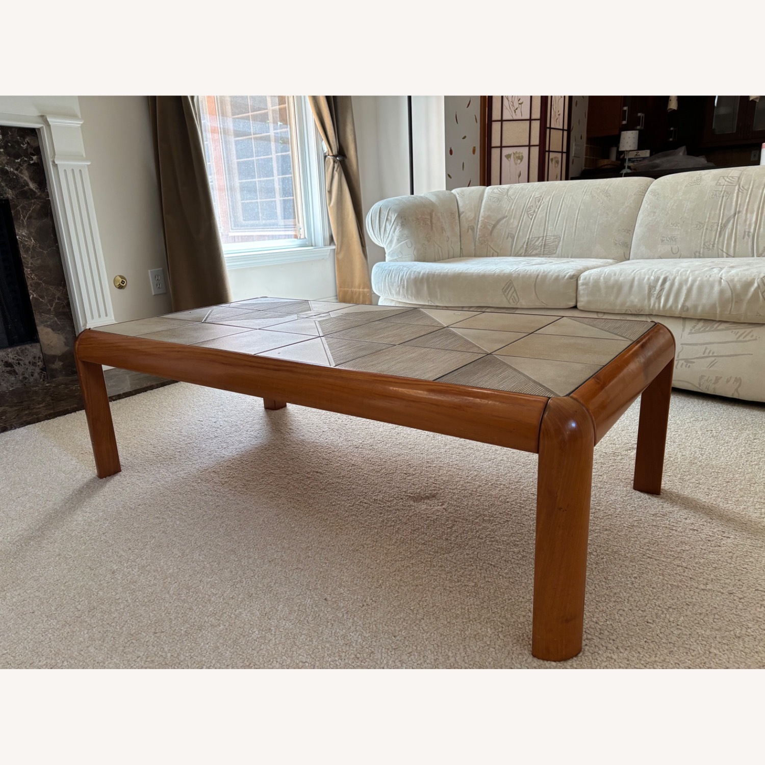 Solid Teak Table With Tiled Top - image-3