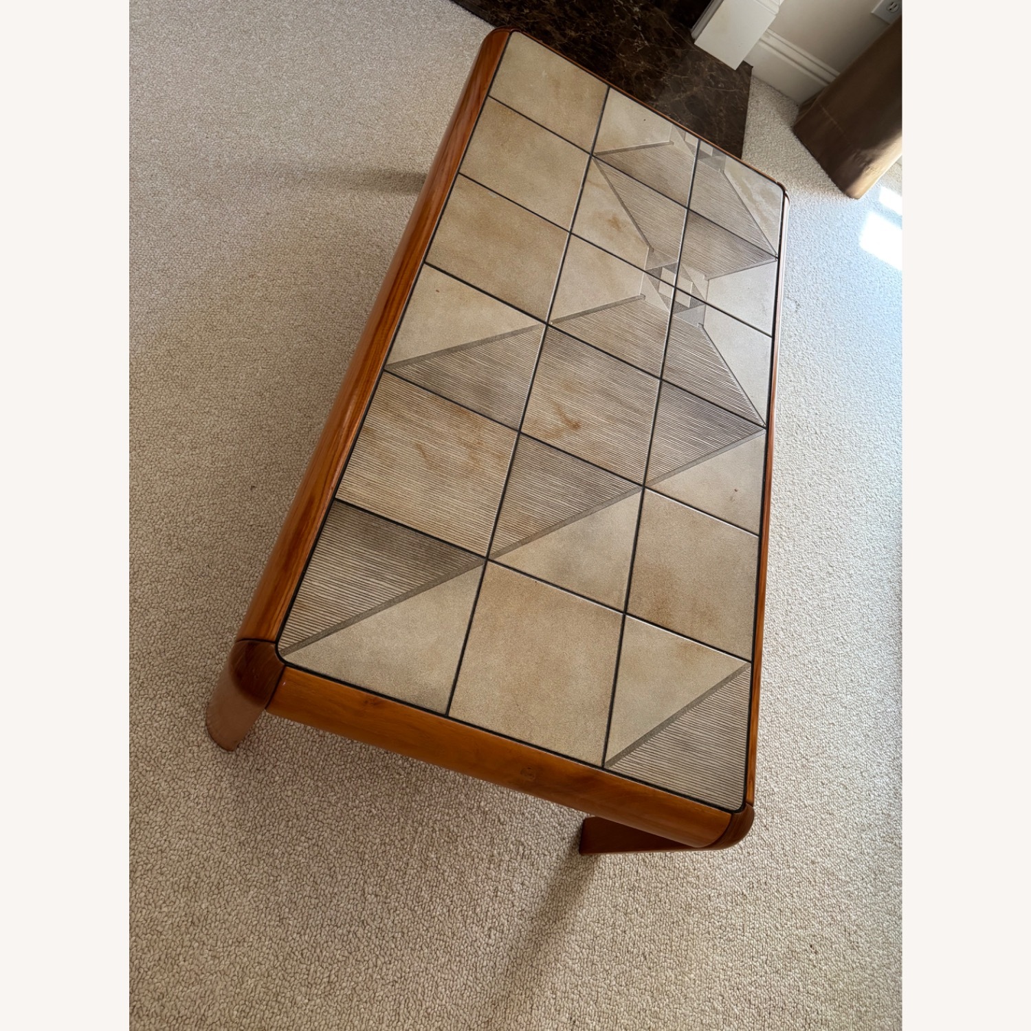 Solid Teak Table With Tiled Top - image-2
