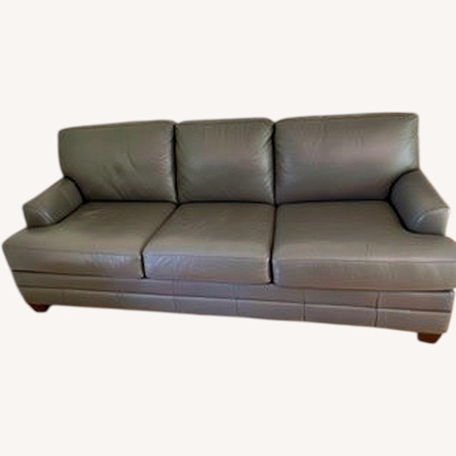 Used Bassett Light Gray Leather Sleeper Sofa for sale on AptDeco