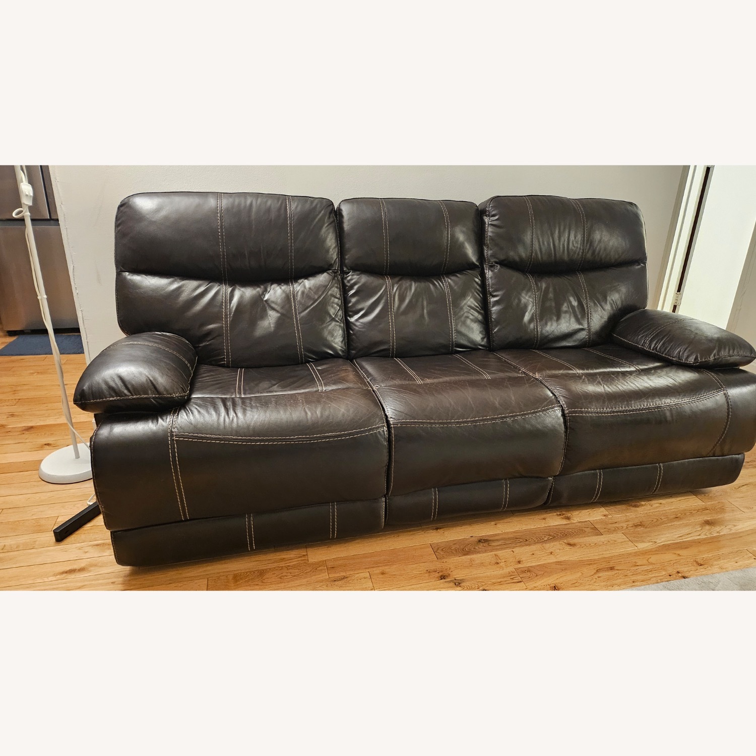 Armen Living Dark Brown Leather 3+ Seater Sofa - image-4