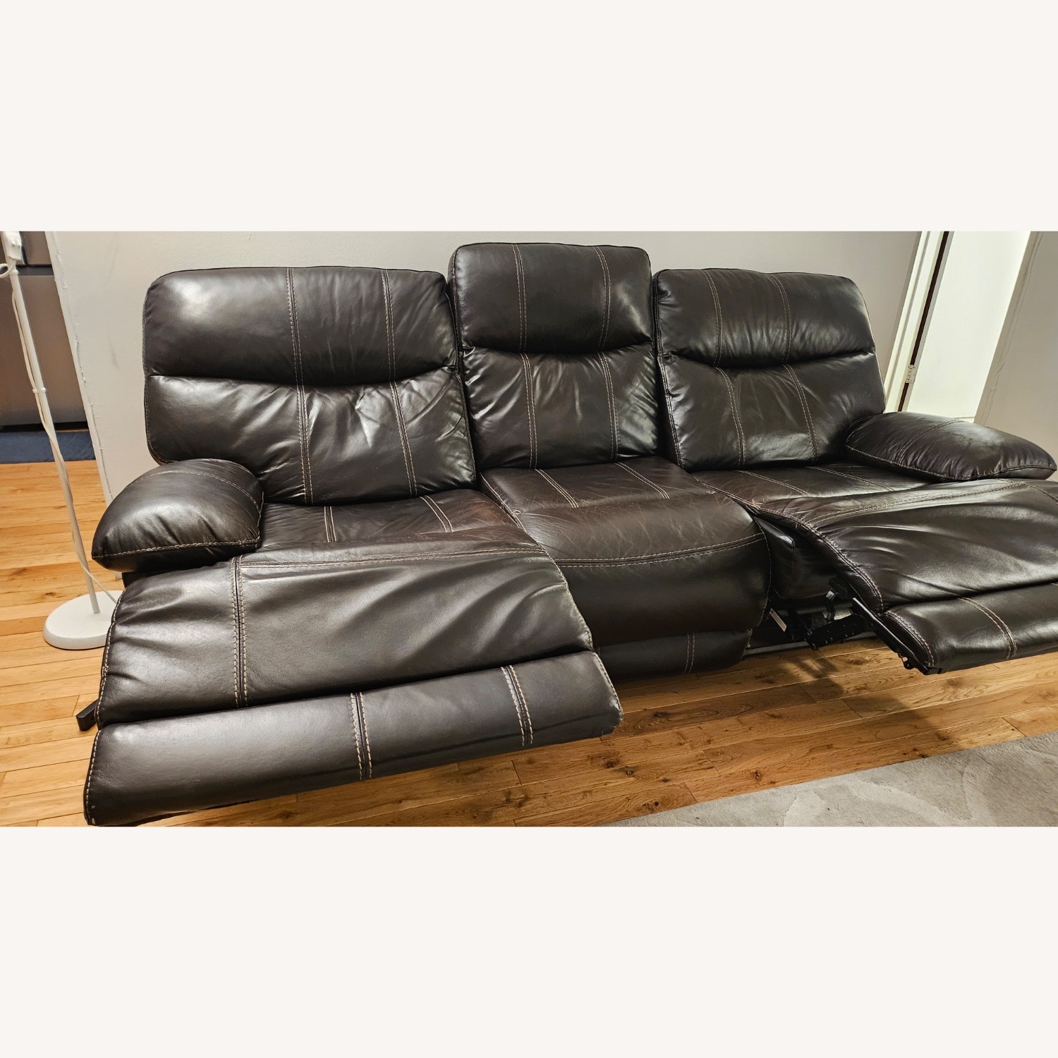 Armen Living Dark Brown Leather 3+ Seater Sofa - image-2