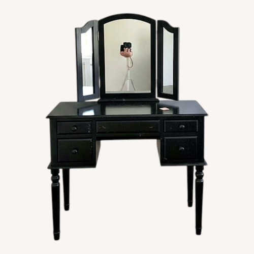 Used Bob's Spencer Black Vanity Table & Mirror for sale on AptDeco