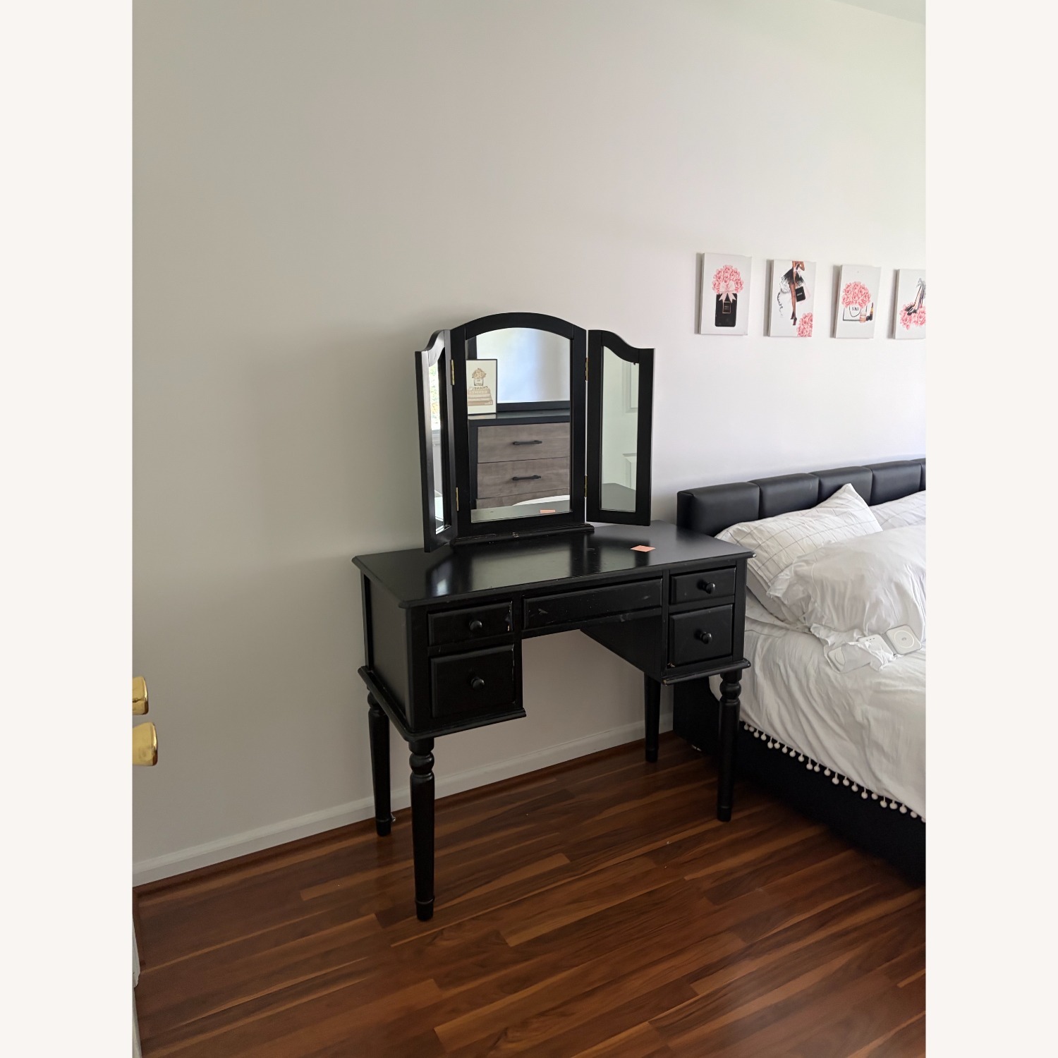 Bob's Spencer Black Vanity Table & Mirror - image-1