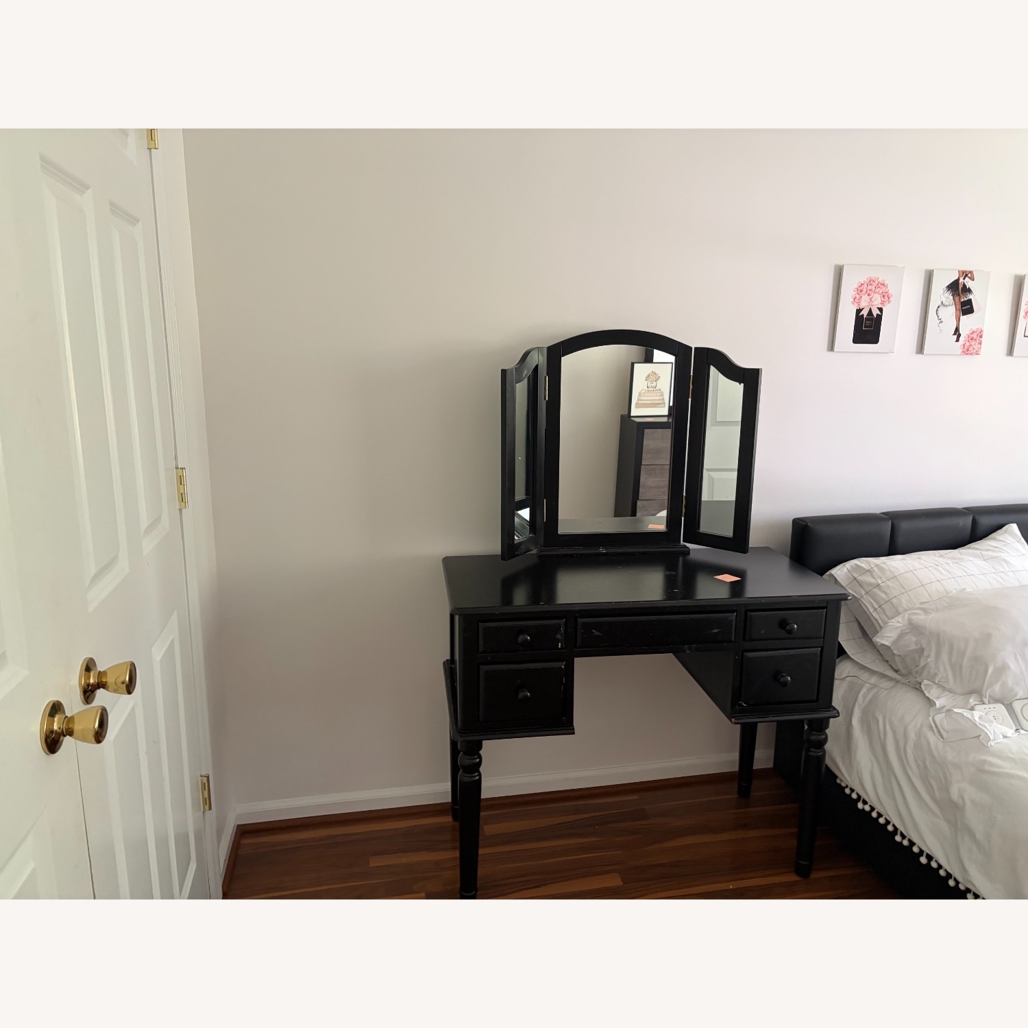 Bob's Spencer Black Vanity Table & Mirror - image-2
