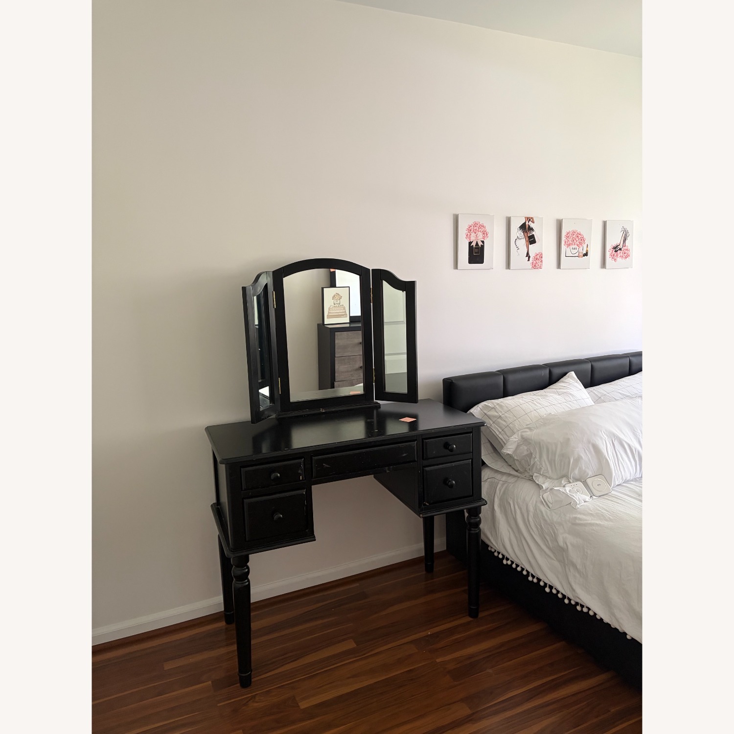 Bob's Spencer Black Vanity Table & Mirror - image-3