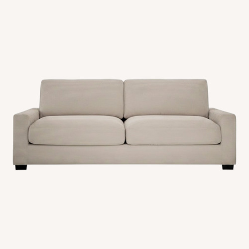 Used Corduroy 2 Seat Sofa with Ottoman for sale on AptDeco