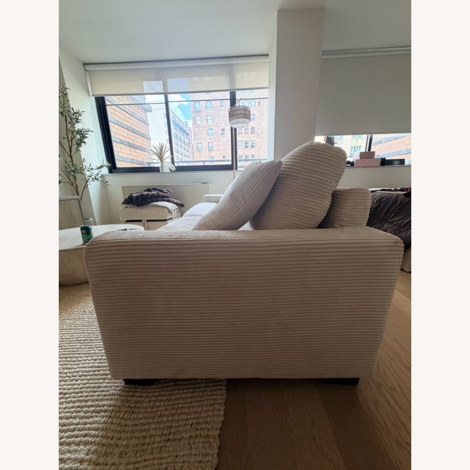 Corduroy 2 Seat Sofa with Ottoman - image-2