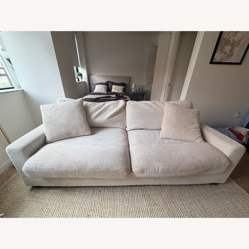Used Corduroy 2 Seat Sofa with Ottoman  for sale on AptDeco