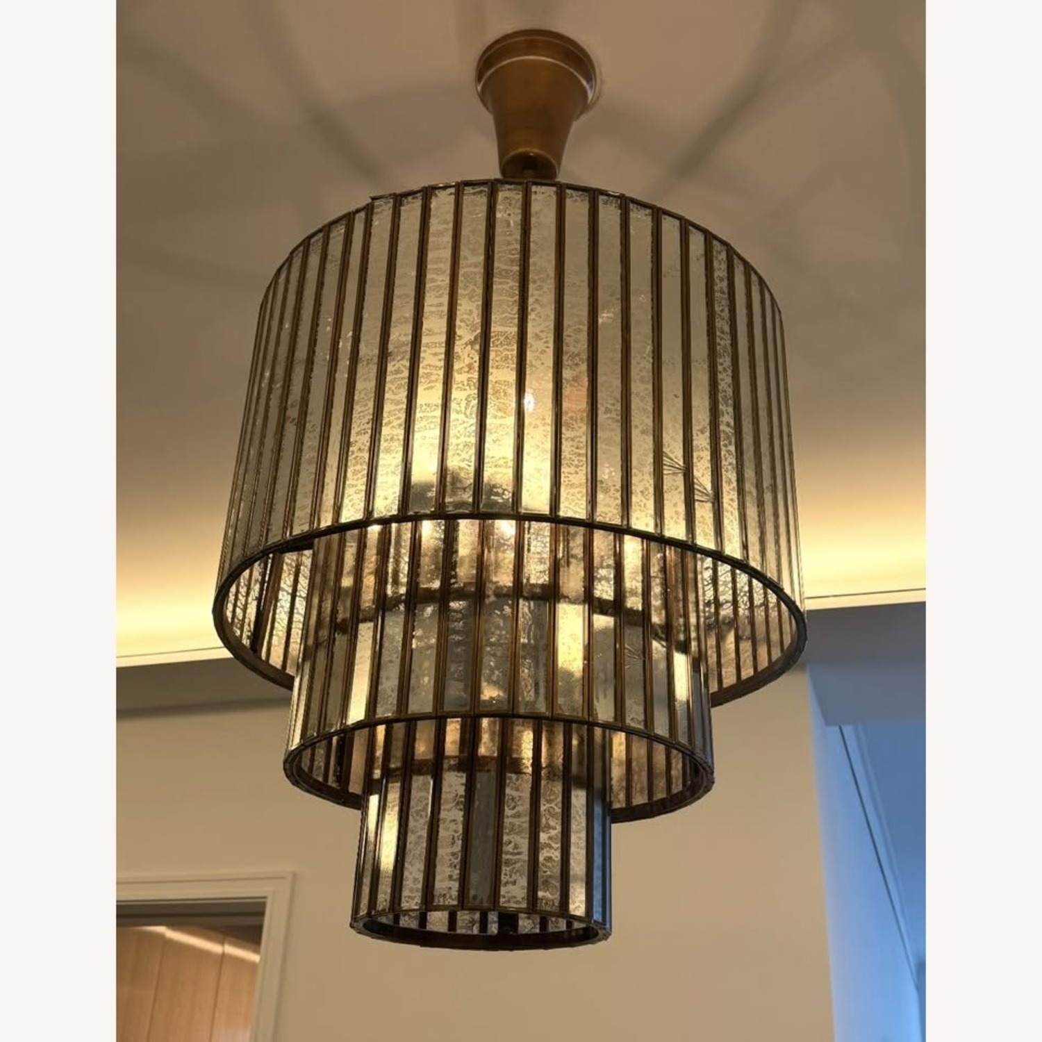 Restoration Hardware Gold Glass Ceiling Lamp - image-1