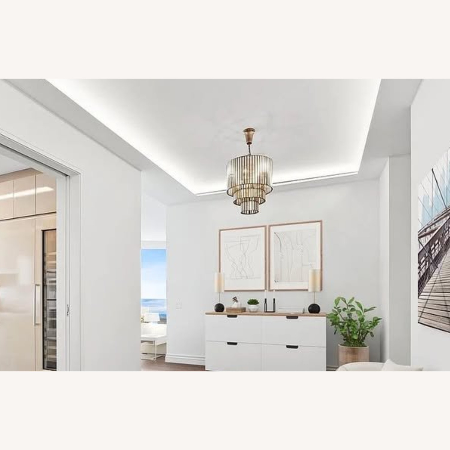 Restoration Hardware Gold Glass Ceiling Lamp - image-3
