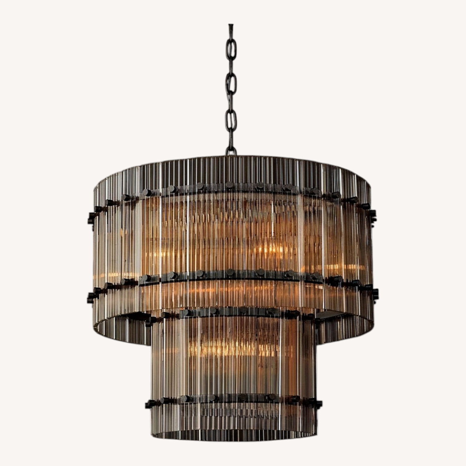 Restoration Hardware Gold Glass Ceiling Lamp - image-0